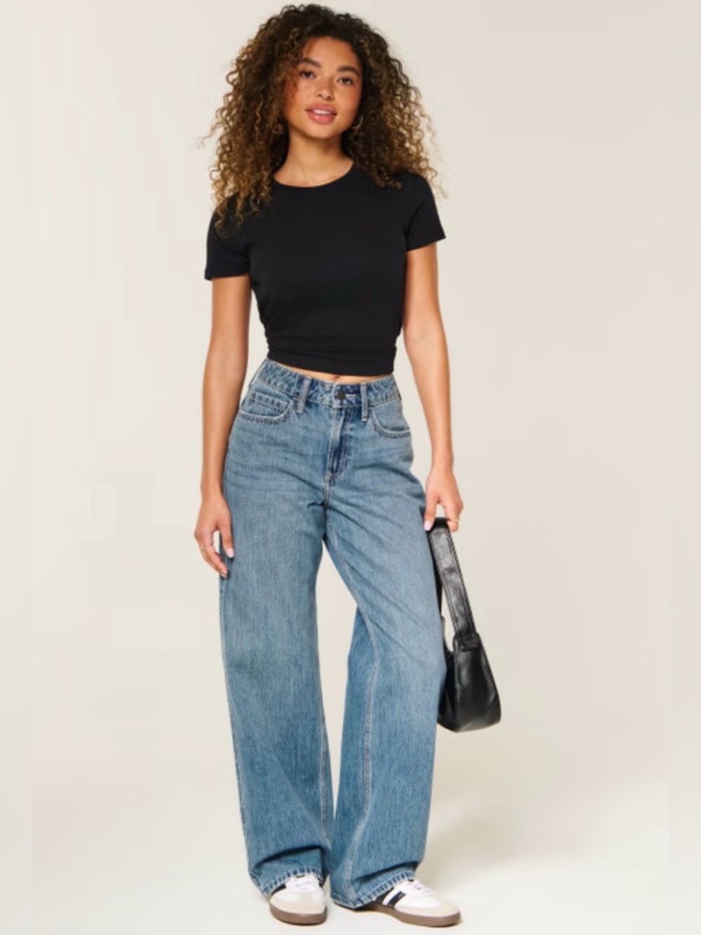 NEW Hollister High Rise Baggy 00s Womens Jeans Dark Wash Wide Leg Size 24 Short